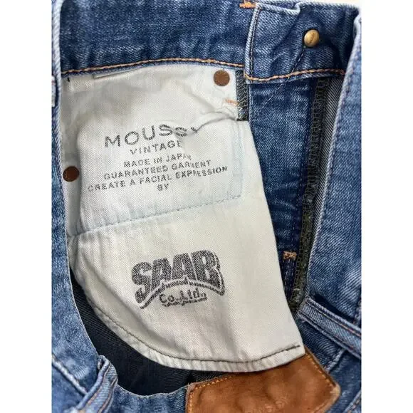 Moussy Vintage Saab Japan Raw Hem Mid Rise Skinny Medium Wash Jeans